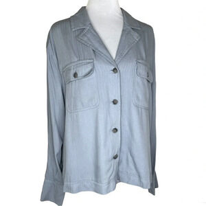 Max Jeans Women’s Size M Soft Blue Button Down Long Sleeve Tencel Top NEW